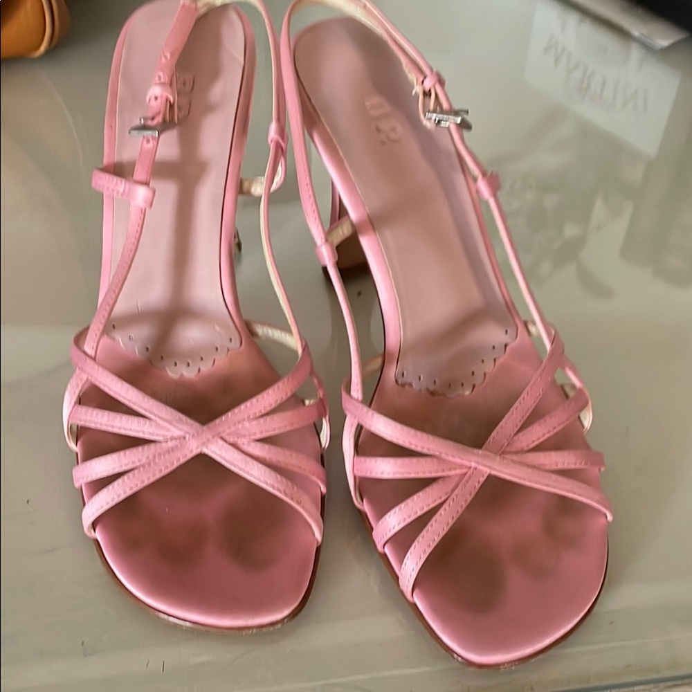 BP Pink Strappy Heels Satin Finish